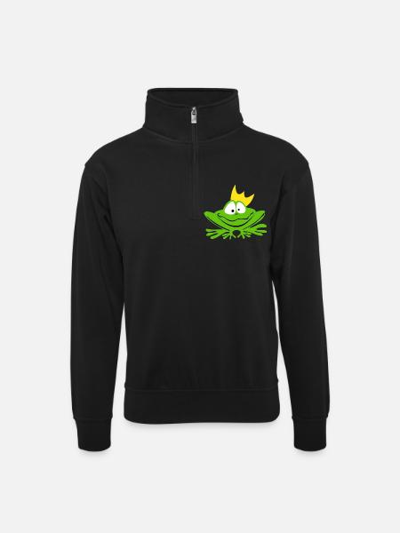 FroschKoenig - Unisex sweater with zip collar - black