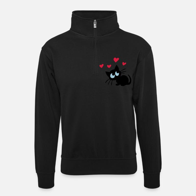 chatons de coeur - Sweat col montant zippé unisexe - noir