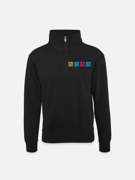 Terre Vent Eau Feu - Sweat col montant zippé unisexe - noir