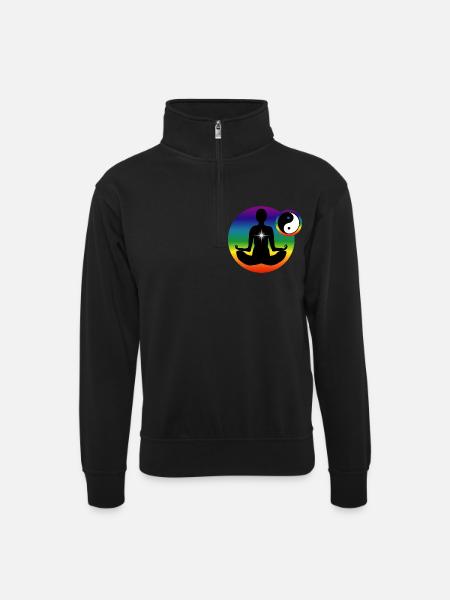 Homme: Méditation chakras - Unisex sweater with zip collar - black