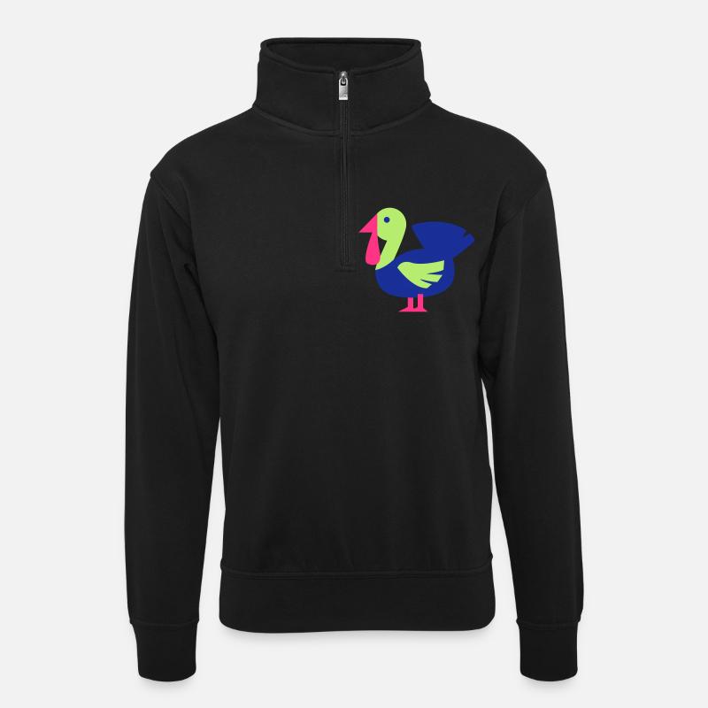 turkey - Unisex Pullover mit Zip-Kragen - Schwarz