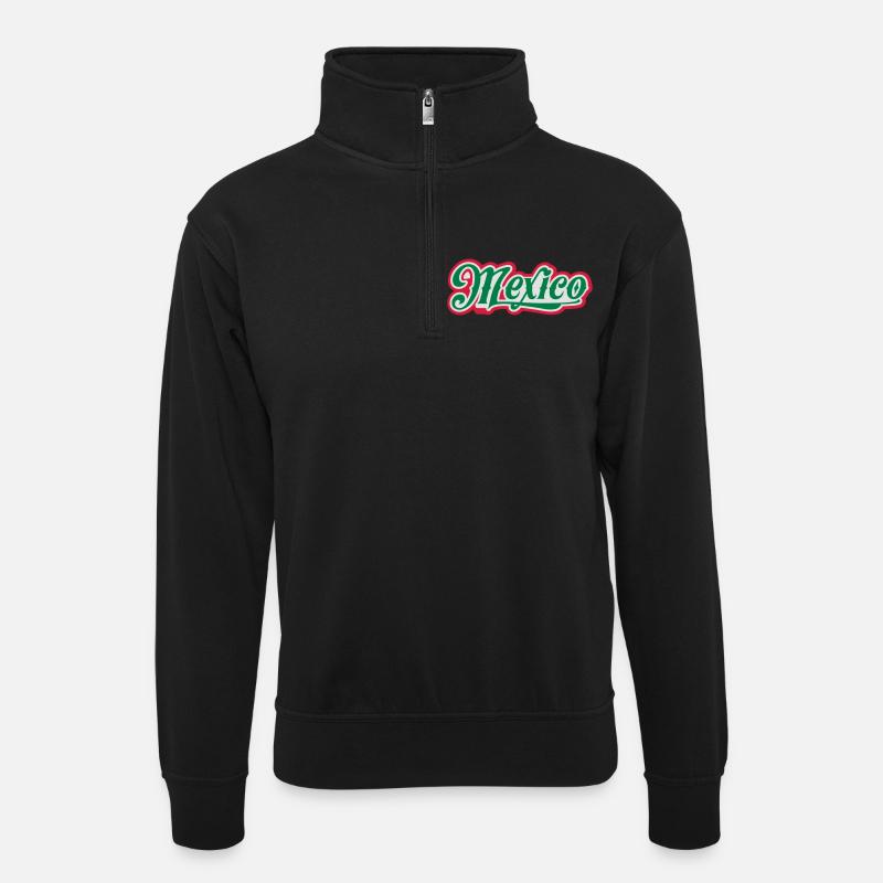 Mexico - Mex - Unisex Pullover mit Zip-Kragen - Schwarz