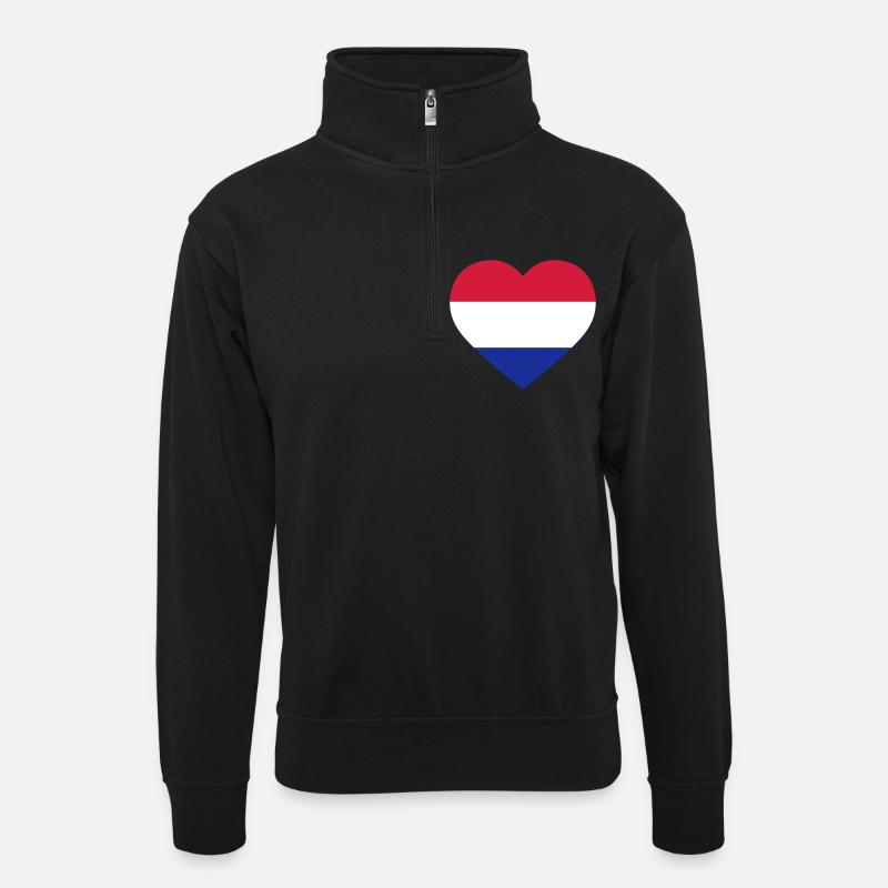 Coeur des Pays-Bas - Sweat col montant zippé unisexe - noir