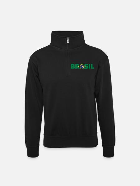 Brasil - Unisex sweater with zip collar - black