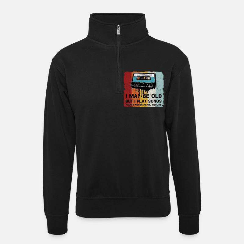 Rétro Cassette Cool Dicton - Sweat col montant zippé unisexe - noir