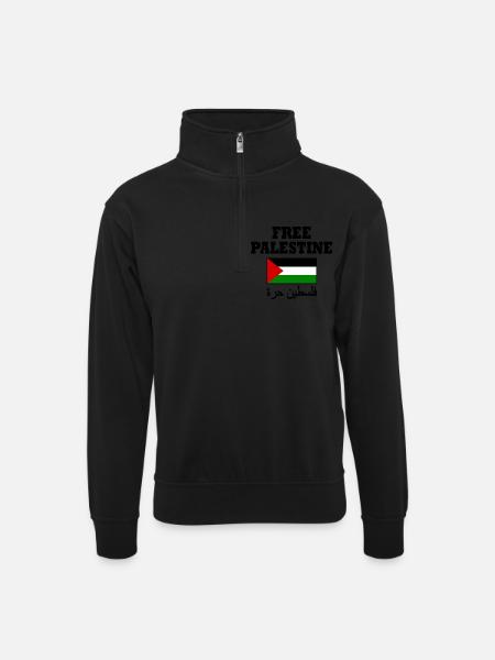 Free palestine - Unisex Pullover mit Zip-Kragen - Schwarz