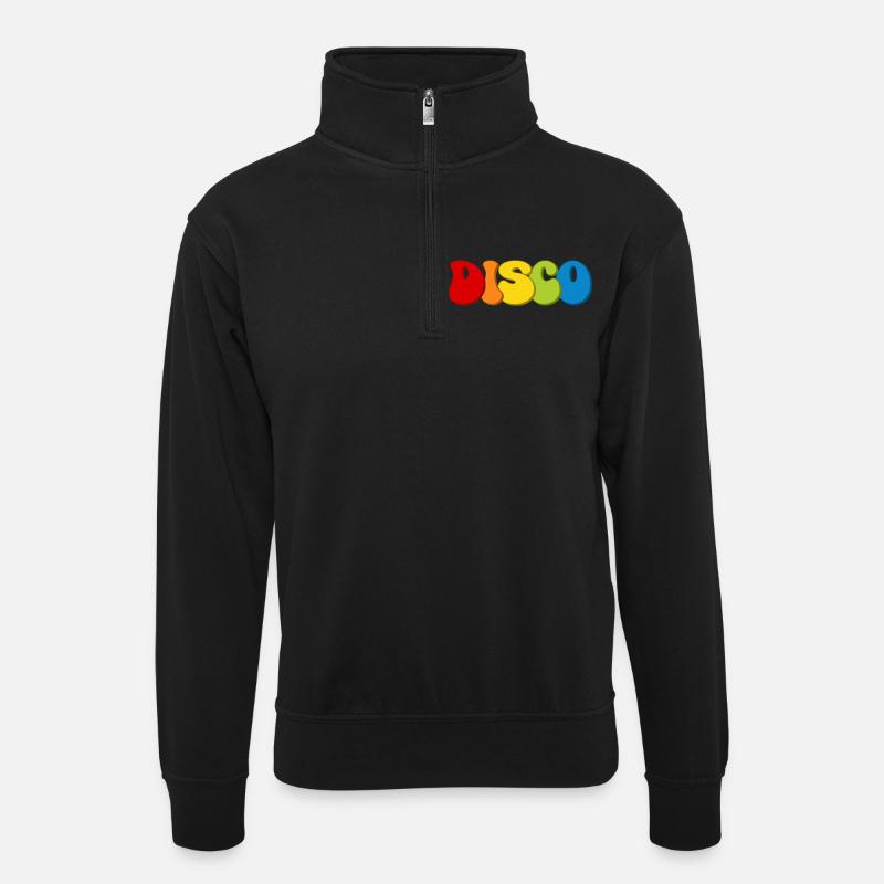 Disco - Unisex Pullover mit Zip-Kragen - Schwarz