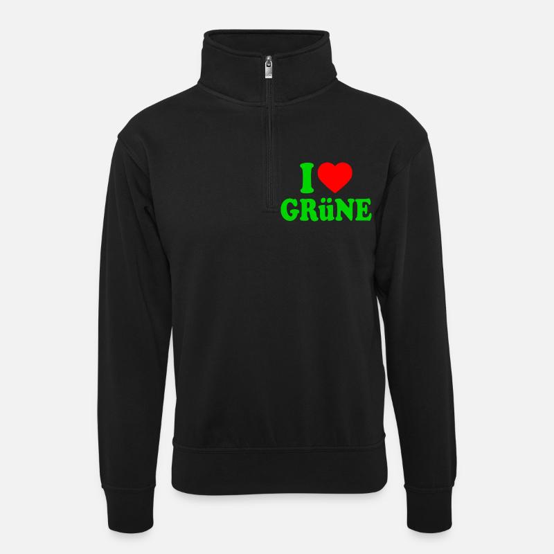 j'adore les verts - Sweat col montant zippé unisexe - noir