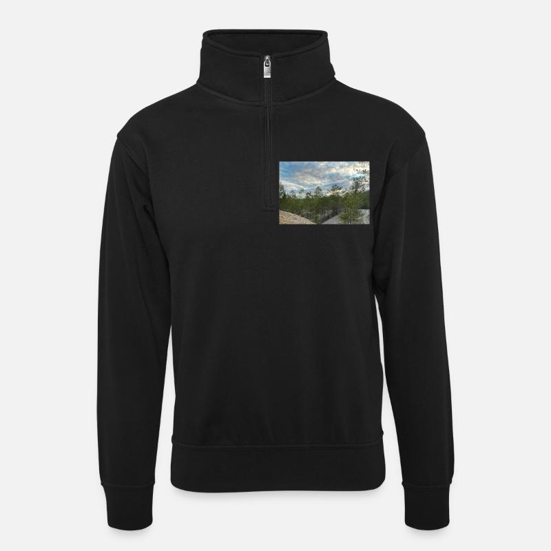 Ciel bleu - Sweat col montant zippé unisexe - noir
