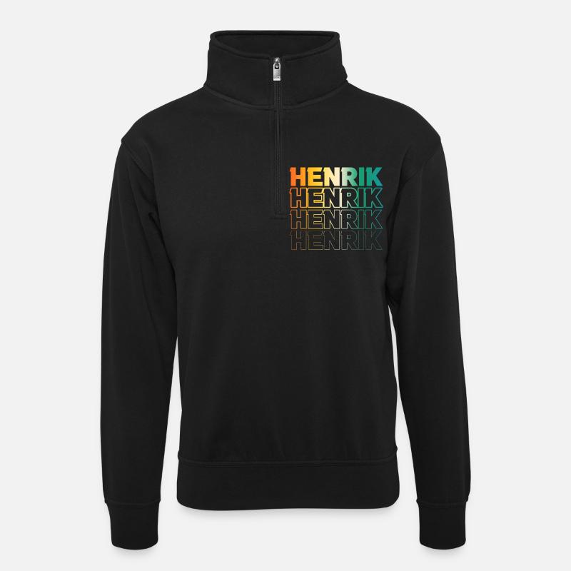 Henrik - Unisex Pullover mit Zip-Kragen - Schwarz