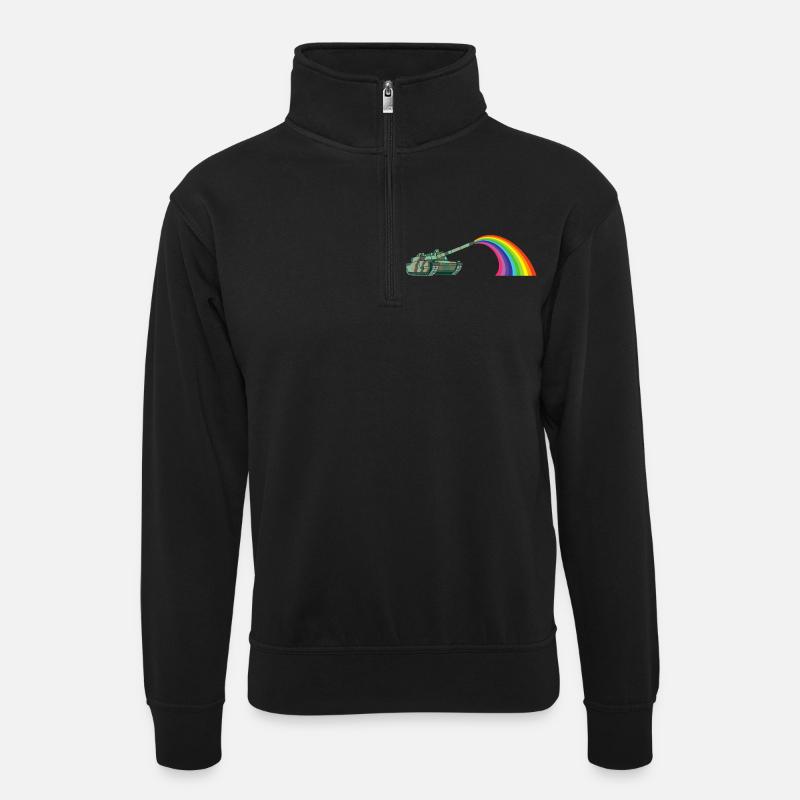 Friedenswagen - Unisex Pullover mit Zip-Kragen - Schwarz