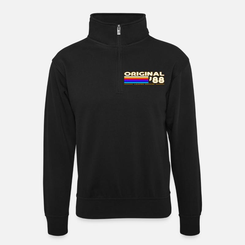 1988 - Unisex Pullover mit Zip-Kragen - Schwarz