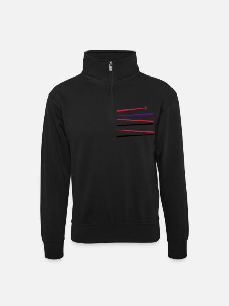 airplane - Unisex Pullover mit Zip-Kragen - Schwarz