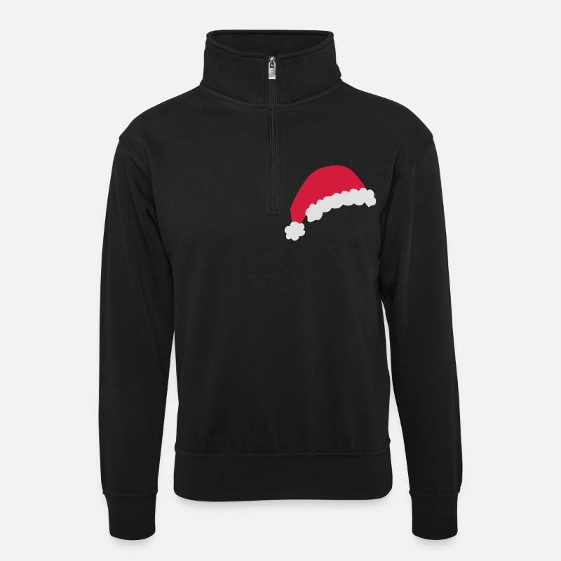 christmas - Unisex sweater with zip collar - black