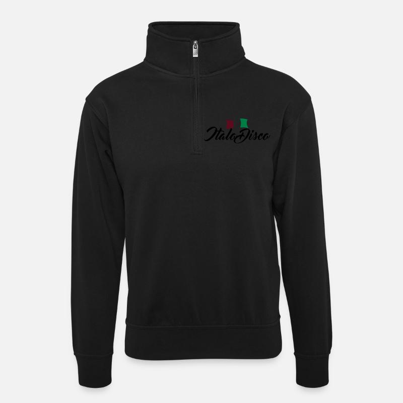 Italo Disco - Unisex sweater with zip collar - black