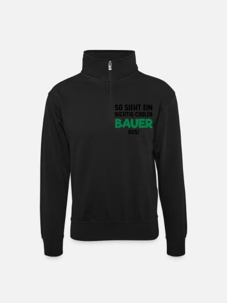 Cooler Bauer - Unisex Pullover mit Zip-Kragen - Schwarz