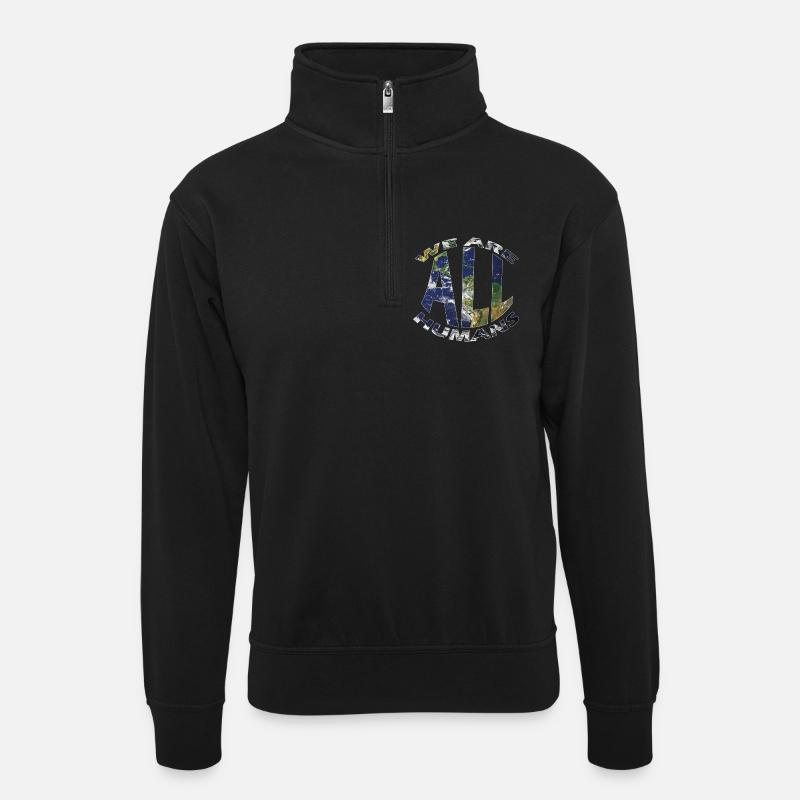 nous sommes tous humains globe - Sweat col montant zippé unisexe - noir