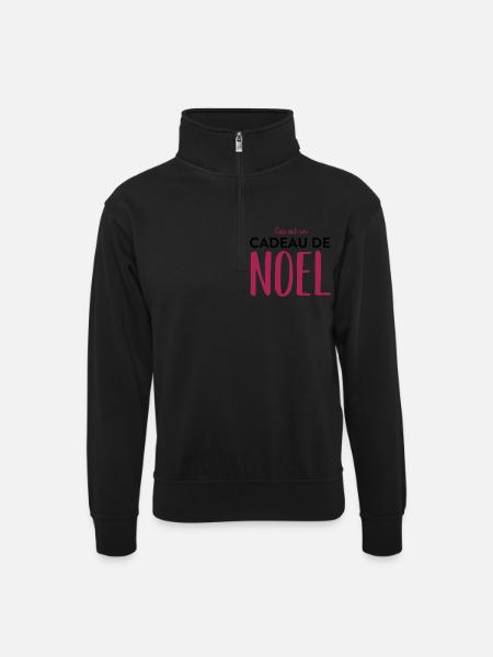 cadeau de noel - Sweat col montant zippé unisexe - noir