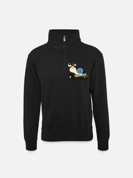 You snailed it! - Unisex Pullover mit Zip-Kragen - Schwarz