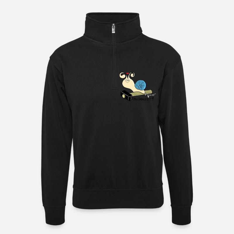 You snailed it! - Unisex Pullover mit Zip-Kragen - Schwarz
