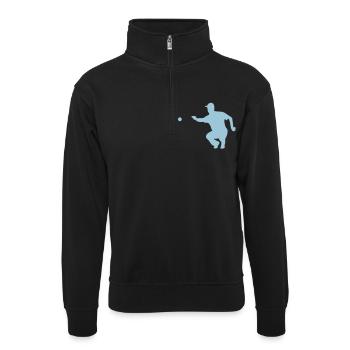 petanque1 Zeiger Ball - Unisex Pullover mit Zip-Kragen - Schwarz - Vorne