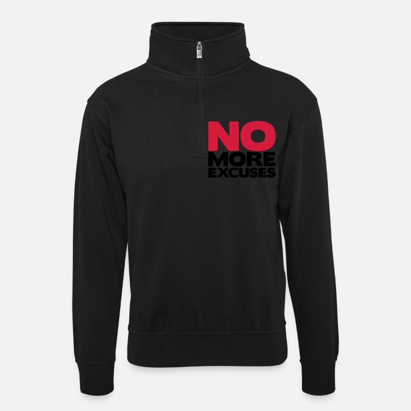 No More Excuses - Unisex sweater with zip collar - black