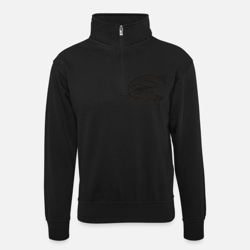 Hecht - Unisex Pullover mit Zip-Kragen - Schwarz