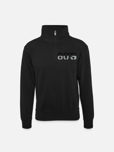 80s Logo - Unisex Pullover mit Zip-Kragen - Schwarz