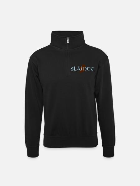 Slainte - Unisex Pullover mit Zip-Kragen - Schwarz