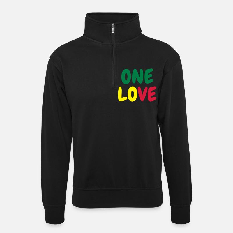 Cannabis / Drogen / Haschisch / Alkohol / Weed - Unisex Pullover mit Zip-Kragen - Schwarz
