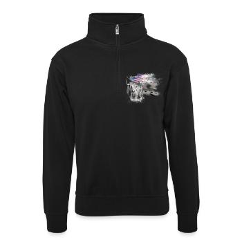 kl_linedance24a - Sweat col montant zippé unisexe - noir - Devant