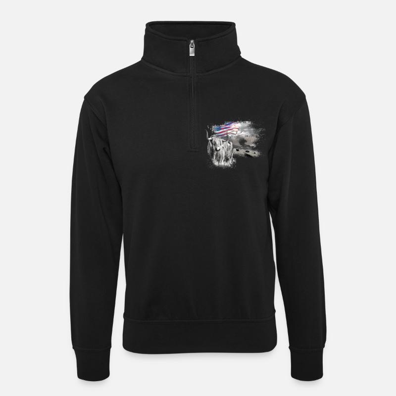 kl_linedance24a - Unisex Pullover mit Zip-Kragen - Schwarz