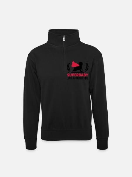 Superbaby under construction - Unisex sweater with zip collar - black