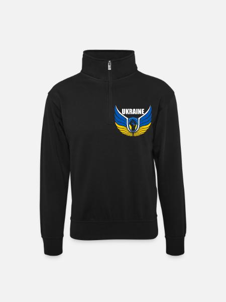 Ukraine Logo - Unisex sweater with zip collar - black
