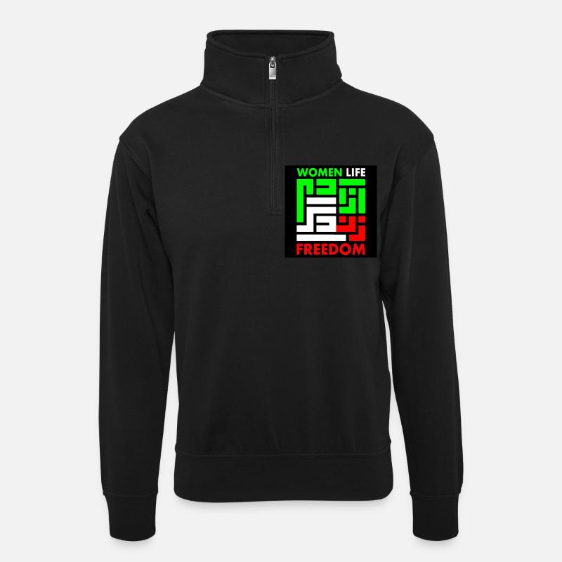 Women life freedom - Unisex Pullover mit Zip-Kragen - Schwarz
