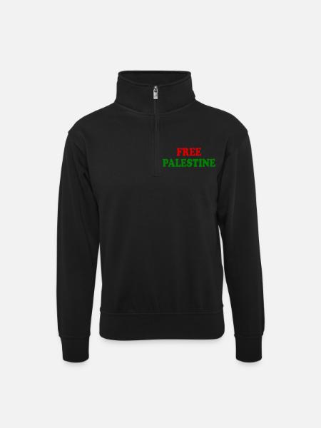 Free palestine - Unisex sweater with zip collar - black