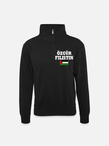 özgür filistin - Unisex sweater with zip collar - black