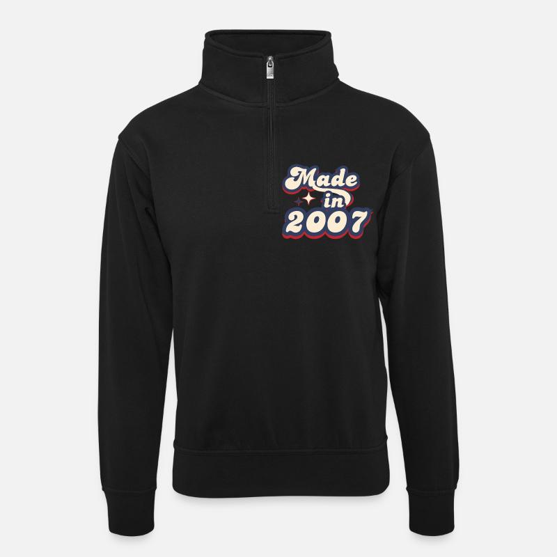 Made in 2007 retro - Sweat col montant zippé unisexe - noir