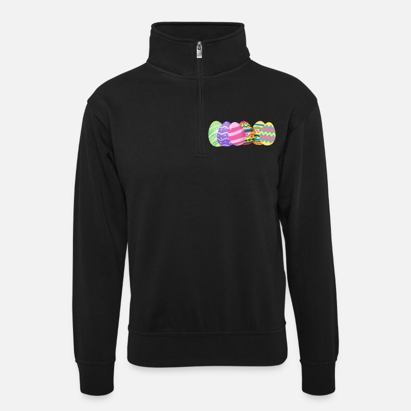 Easter Eggs - Unisex sweater with zip collar - black