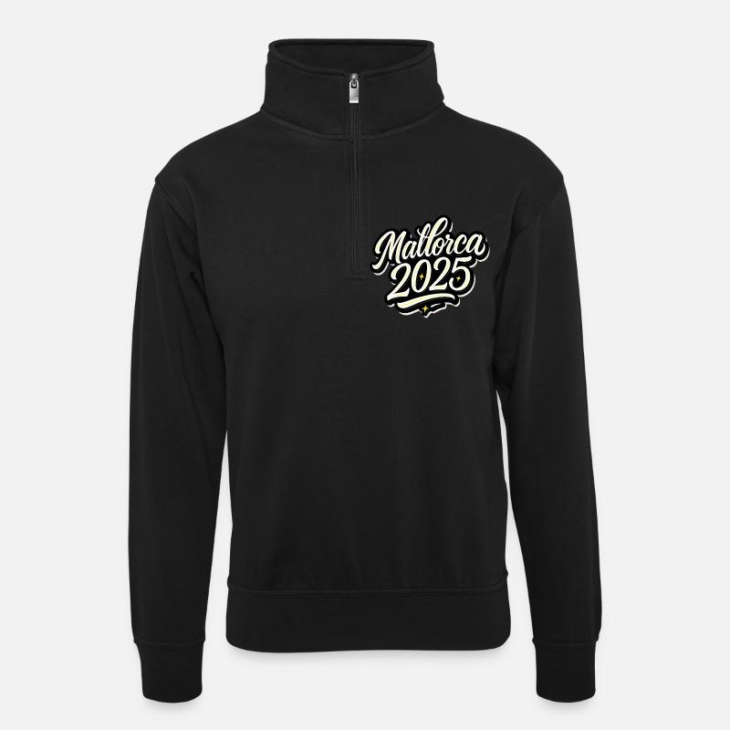 Mallorca 2025 - Unisex Pullover mit Zip-Kragen - Schwarz