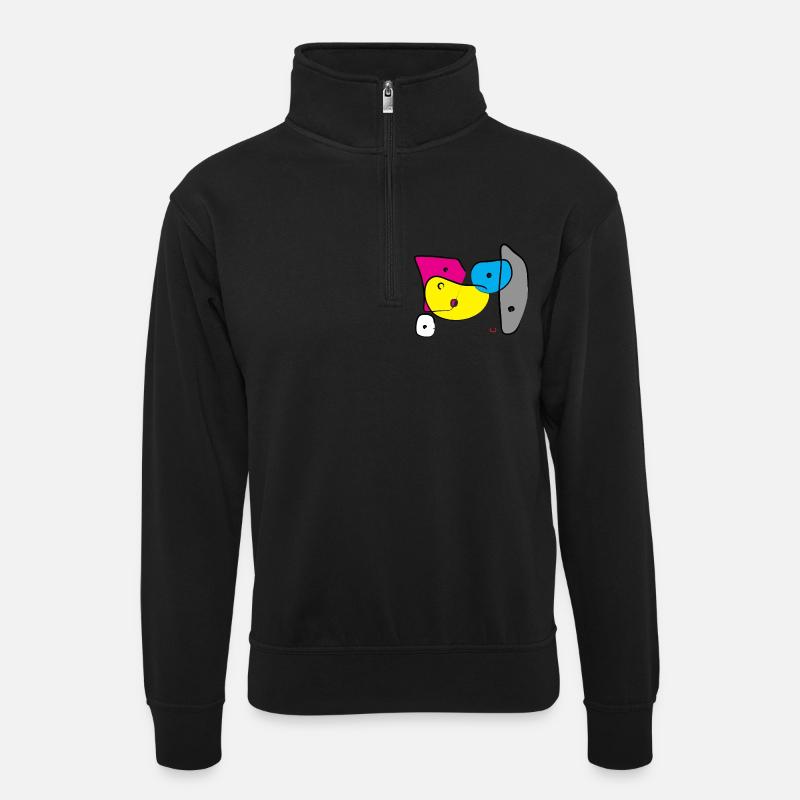 Bouldergriffe Farbe 3 - Unisex Pullover mit Zip-Kragen - Schwarz