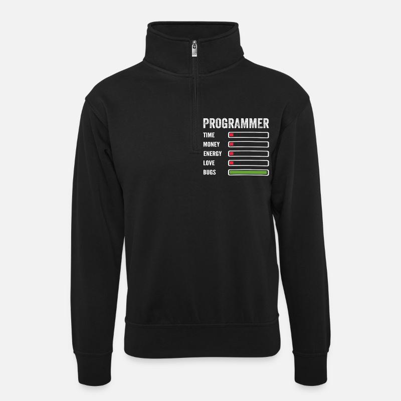 Developer Humor Programmer Coder - Unisex sweater with zip collar - black