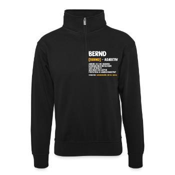 Bernd - Unisex Pullover mit Zip-Kragen - Schwarz - Vorne