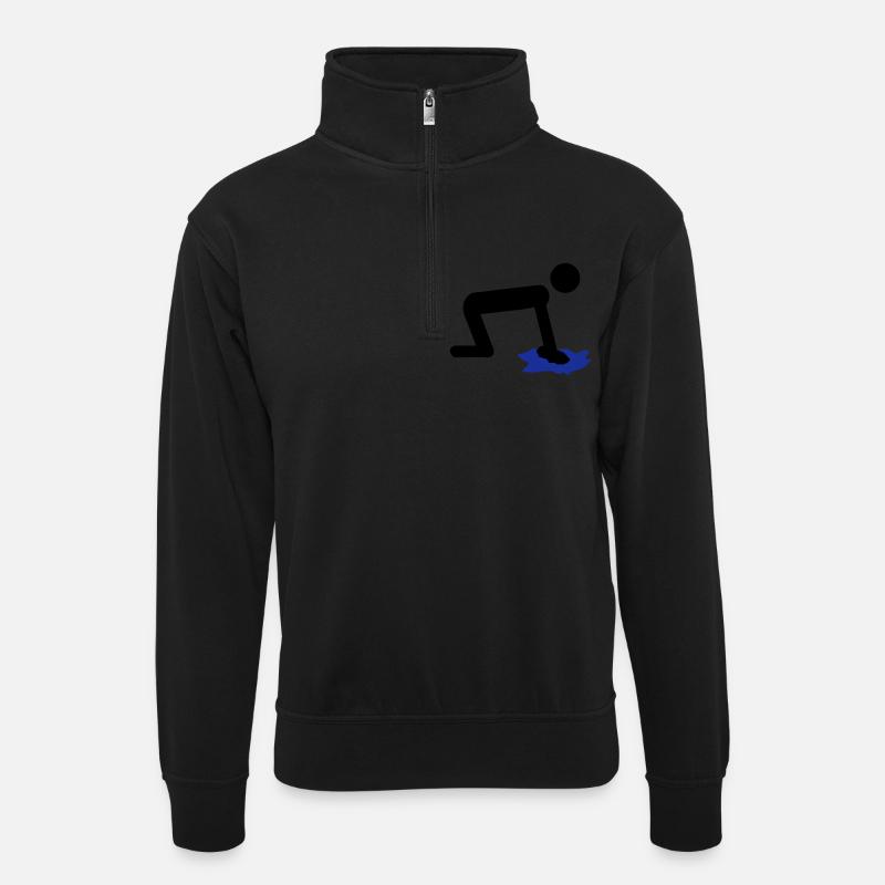 mouchage - Sweat col montant zippé unisexe - noir