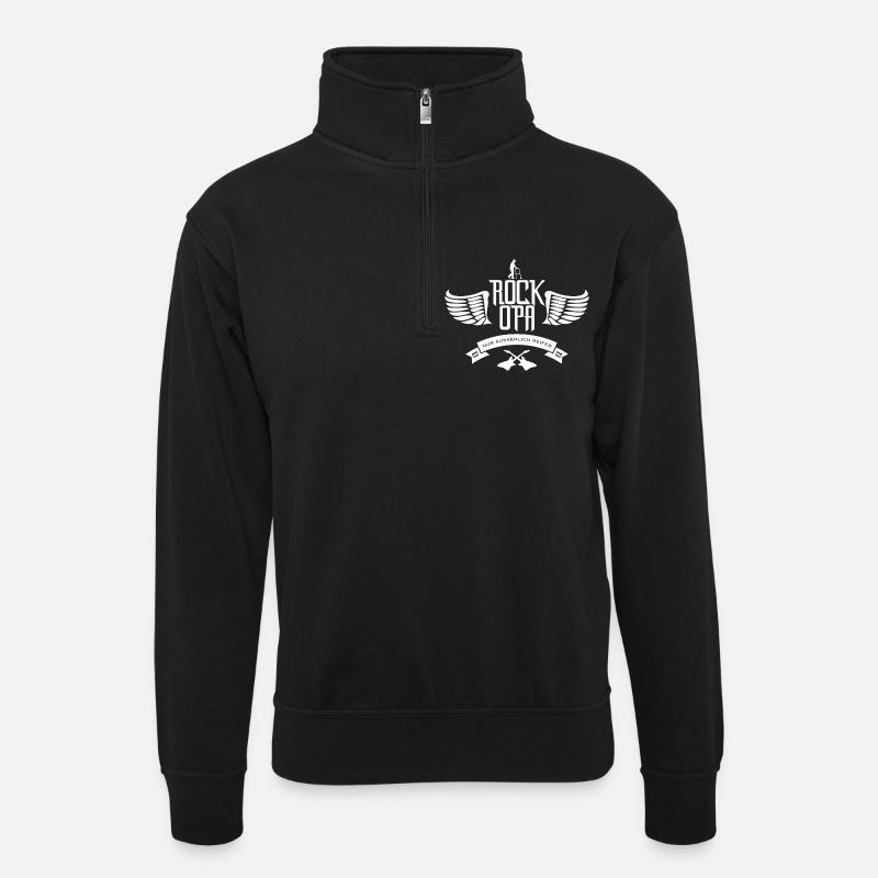 Rock Opa - Unisex Pullover mit Zip-Kragen - Schwarz