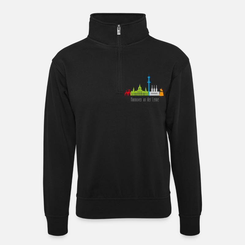 Hannover Skyline - Unisex Pullover mit Zip-Kragen - Schwarz
