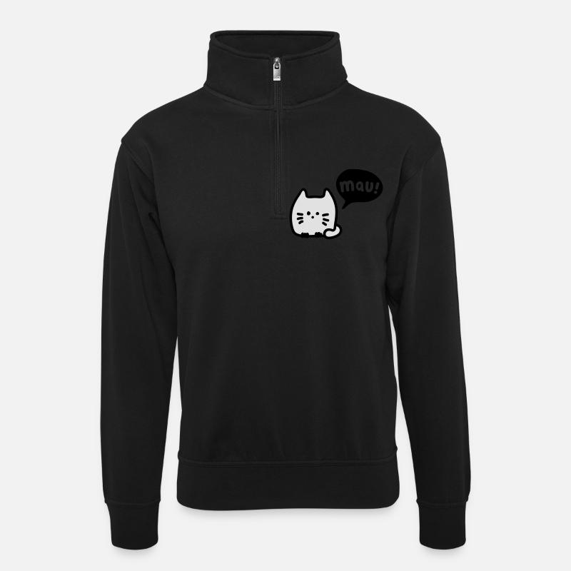 Katze mauzt 3 - Unisex Pullover mit Zip-Kragen - Schwarz