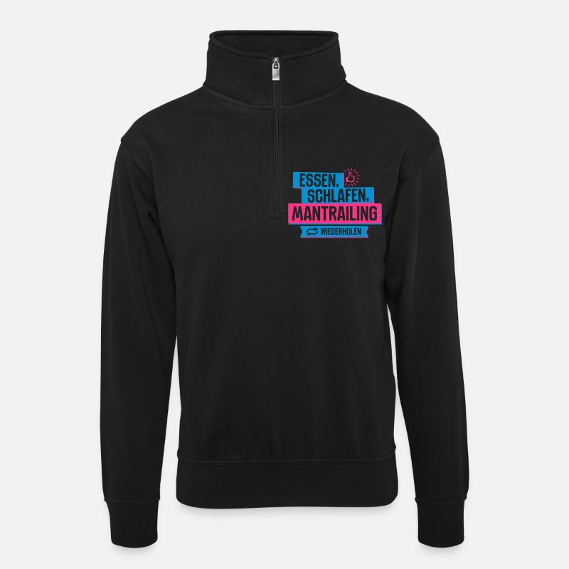 Hobby Mantrailing - Unisex Pullover mit Zip-Kragen - Schwarz