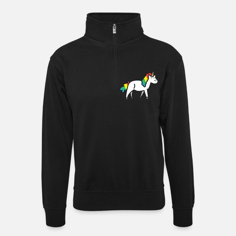 Unicorn - Unisex sweater with zip collar - black