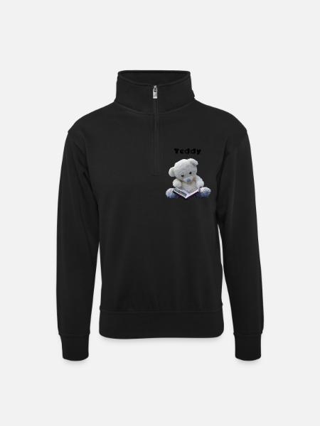 Teddy - Unisex sweater with zip collar - black